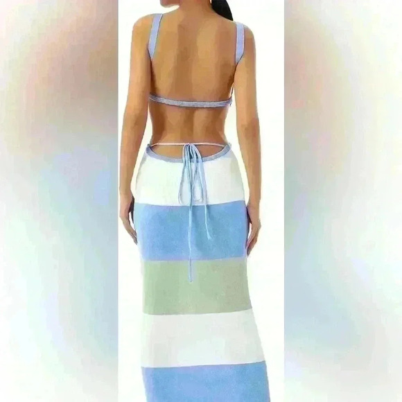 pink apple Dresses & Skirts - Beach Air , Open Back Long Dress, SIZE MEDIUM NWOT striped multi color